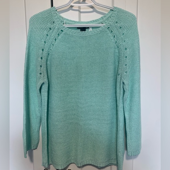 Seafoam blue green knit style top small fits oversized - Picture 1 of 3